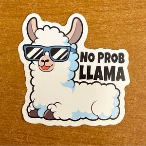 No Prob Llama Sticker - White and Blue‎